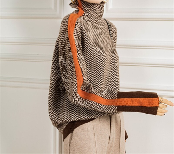 Éléonore | Luxe Col roulé in Chevron