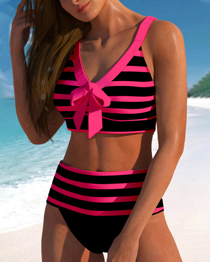 Laluna® | Gestreepte Hoge Taille Bikini