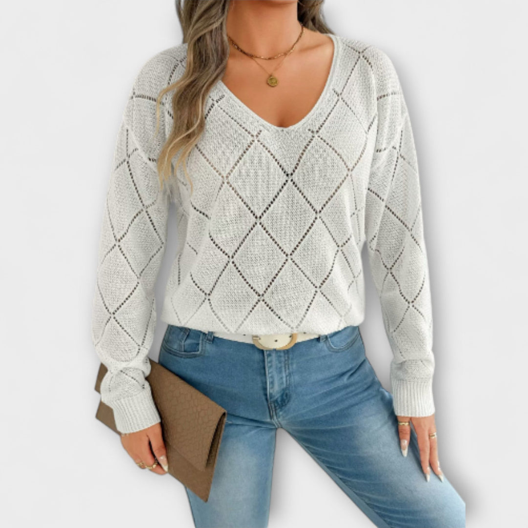 Evers - Casual zwarte trui met ruitpatroon