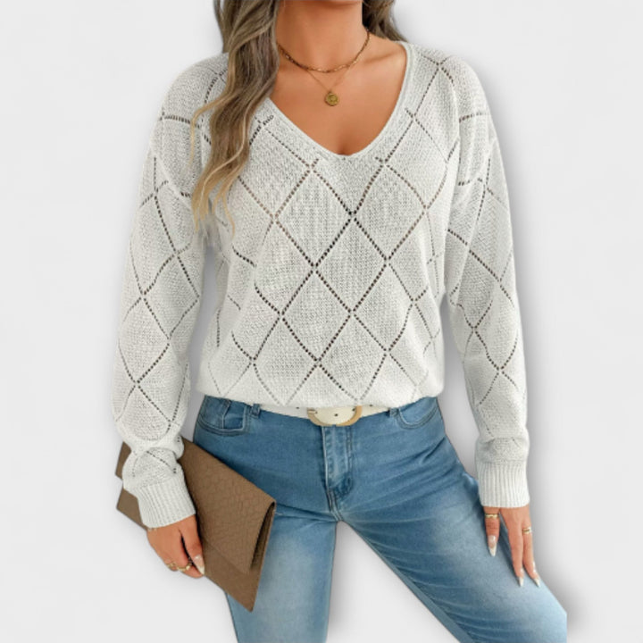 Evers - Casual zwarte trui met ruitpatroon