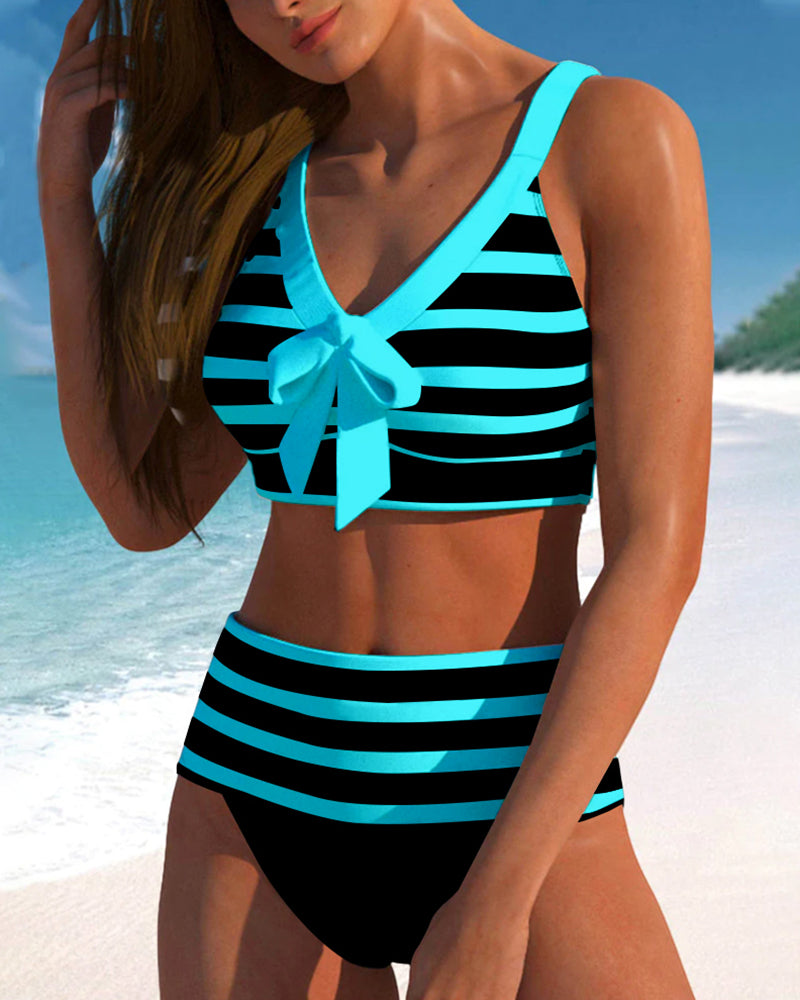 Laluna® | Gestreepte Hoge Taille Bikini