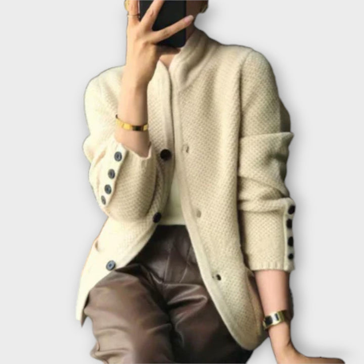 Alissa - Comfortabele cardigan in crème kleur