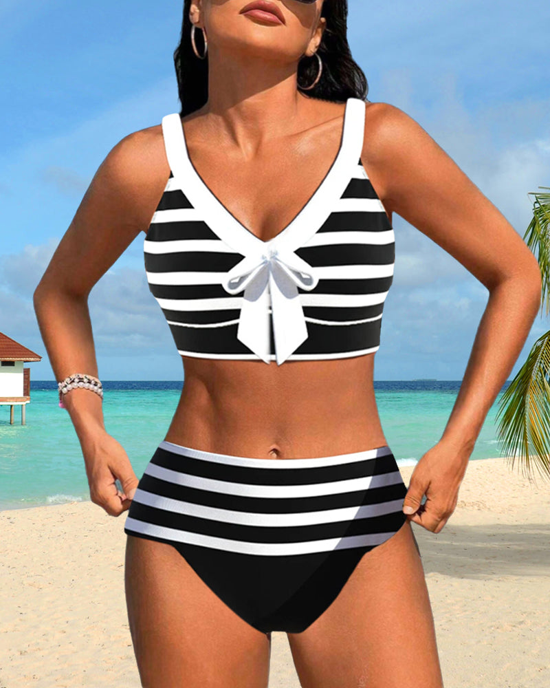 Laluna® | Gestreepte Hoge Taille Bikini