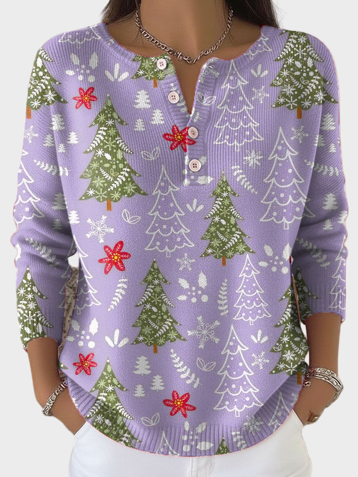 Iris - Kersttrui met knopen