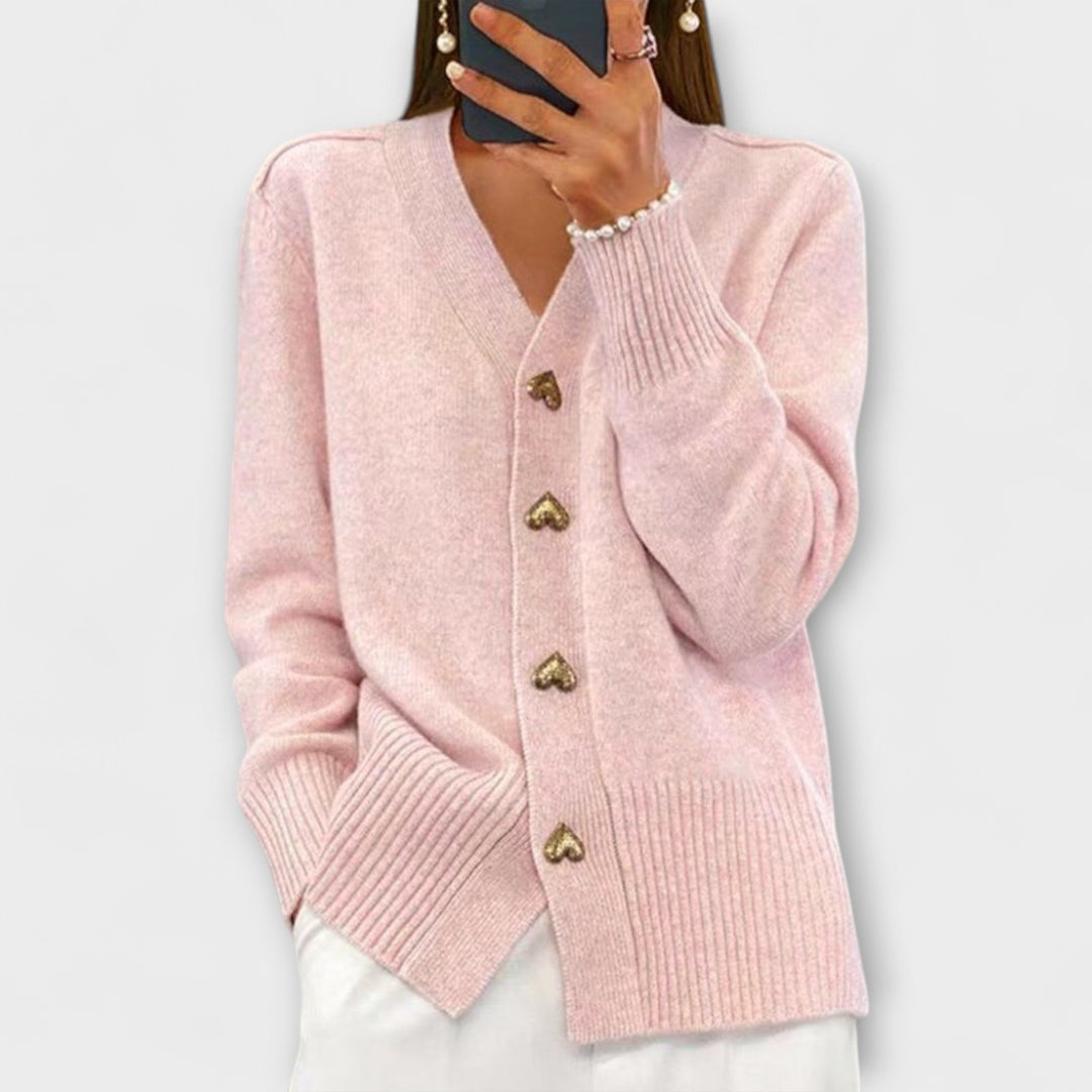 Marij - Donkerblauwe cardigan met V-hals in vintage stijl