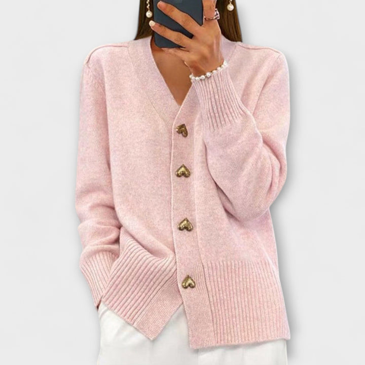 Marij - Donkerblauwe cardigan met V-hals in vintage stijl