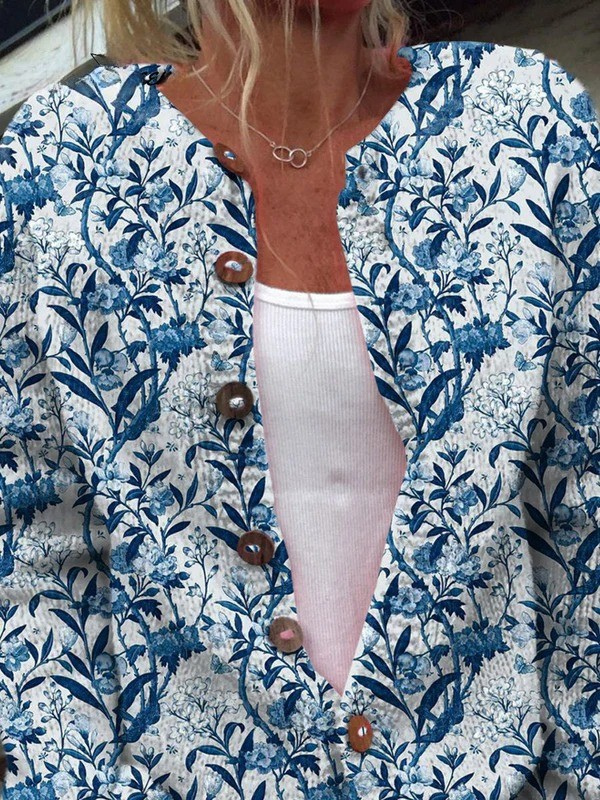 Teresa™ | Vintage Bloemen Cardigan met Voorste Knopen