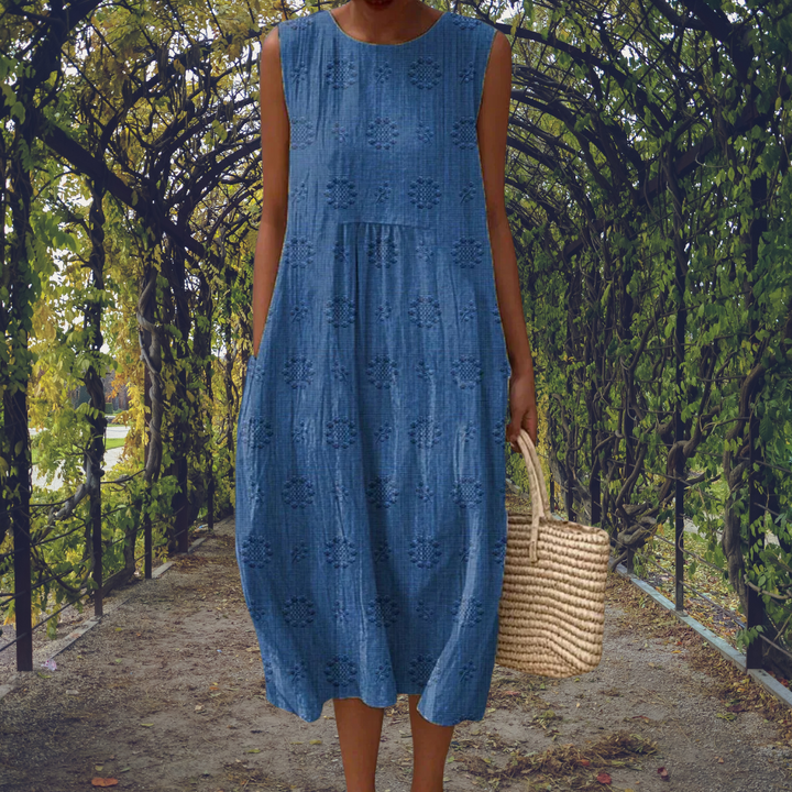 Aikaterini – Elegante mouwloze jurk met zakken