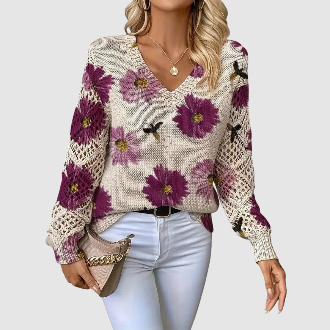 Meda - Elegante trui met bloemenpatroon