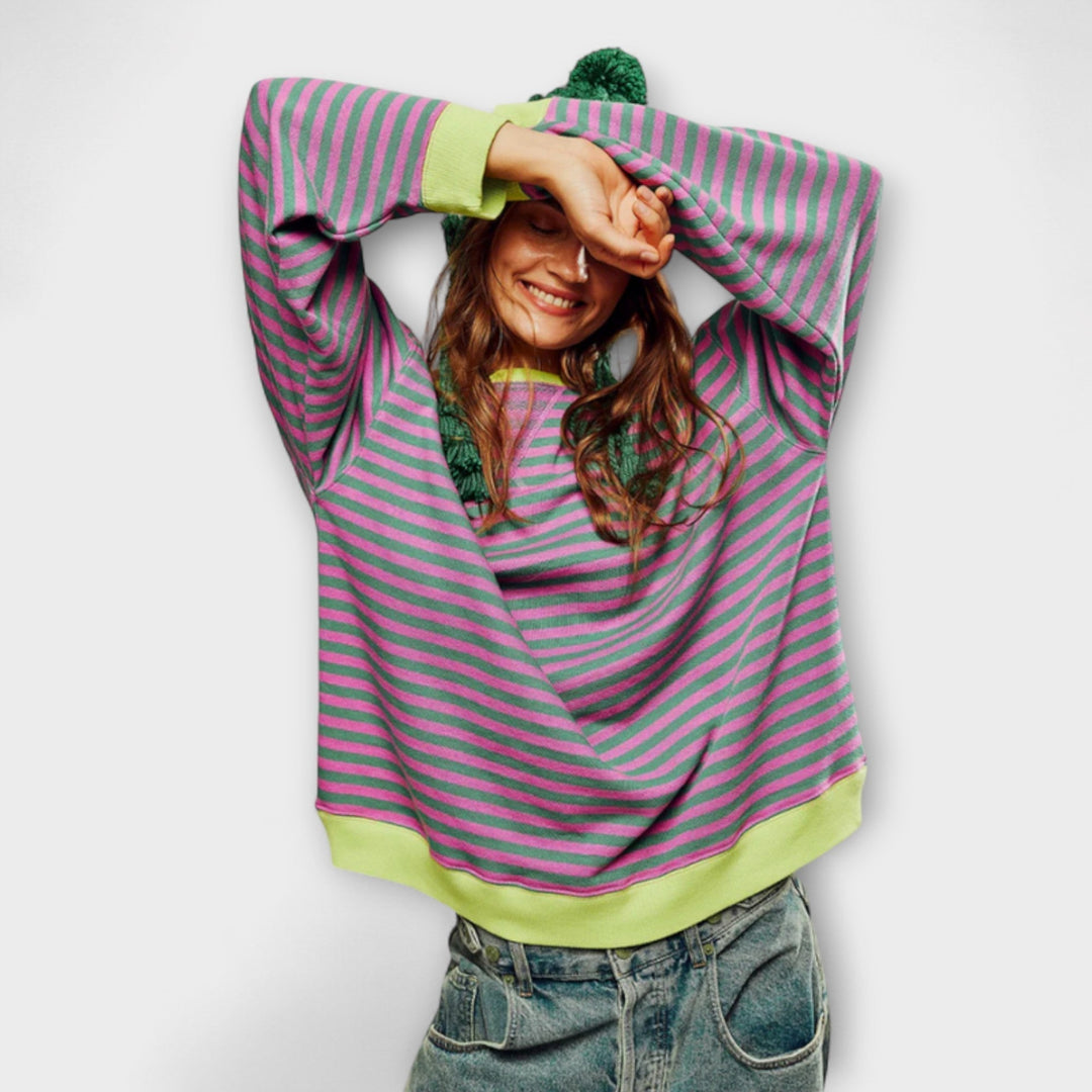 Marlene - Oversized gestreepte blauwe en witte trui