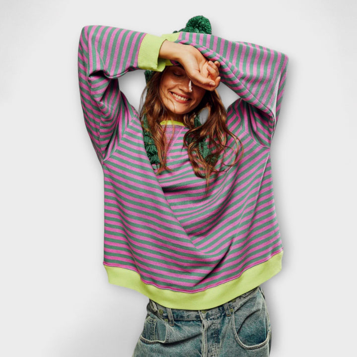 Marlene - Oversized gestreepte blauwe en witte trui