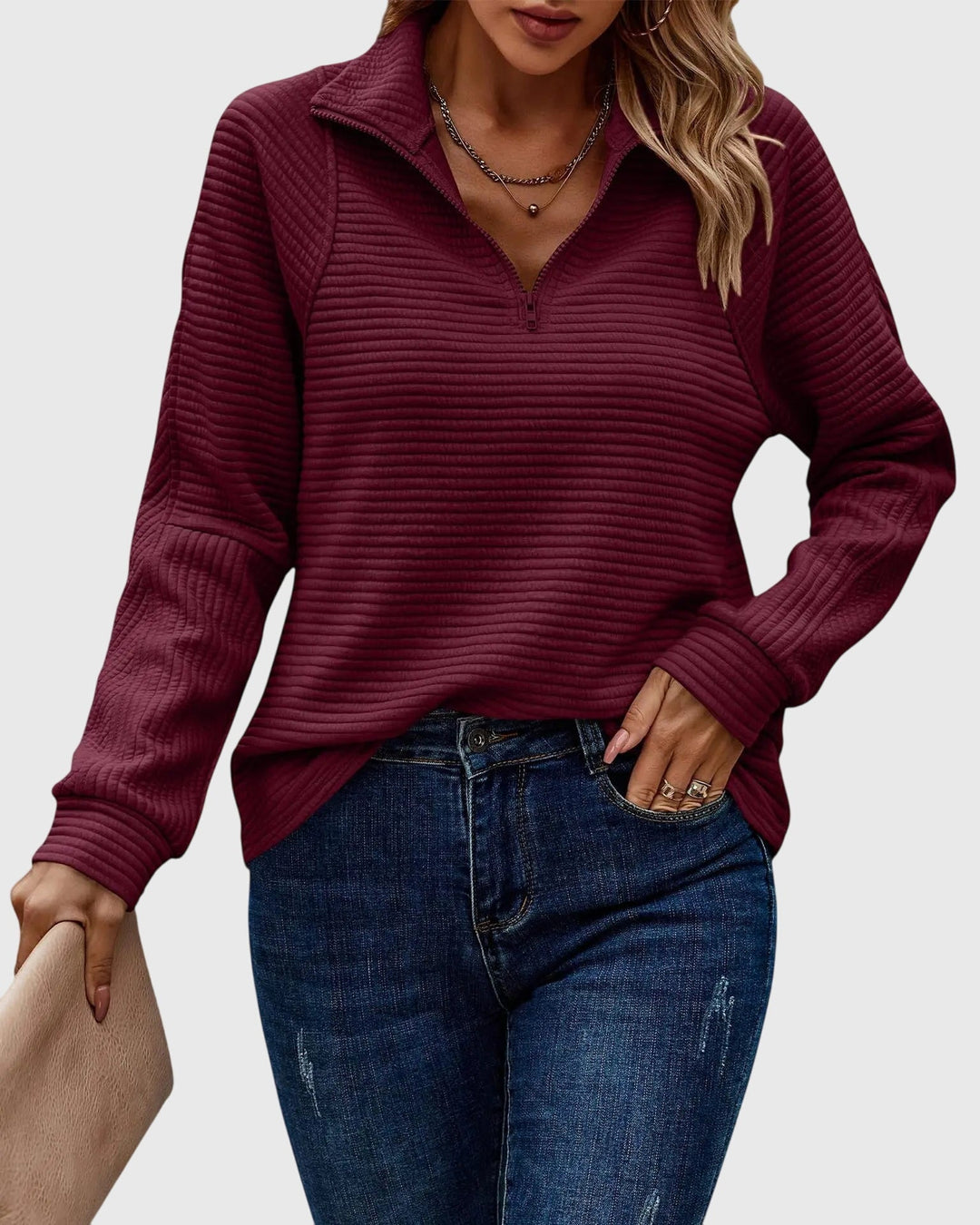 Christine | Elegante pullover met halve rits
