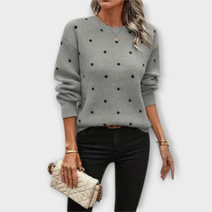 Ava - Beige trui met stippen