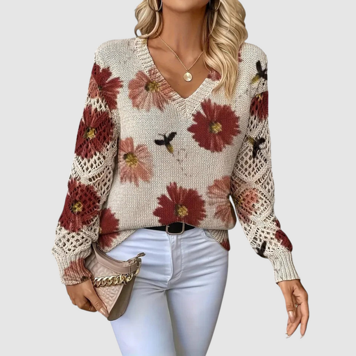 Meda - Elegante trui met bloemenpatroon
