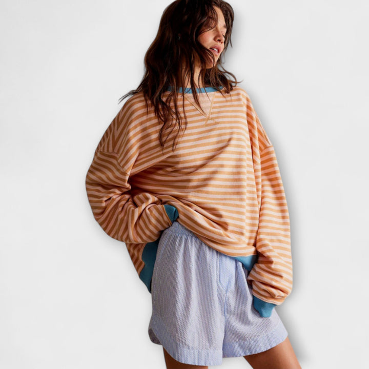Marlene - Oversized gestreepte blauwe en witte trui