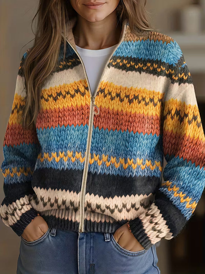 Liliana™ | Multicolor zigzag gebreide cardigan