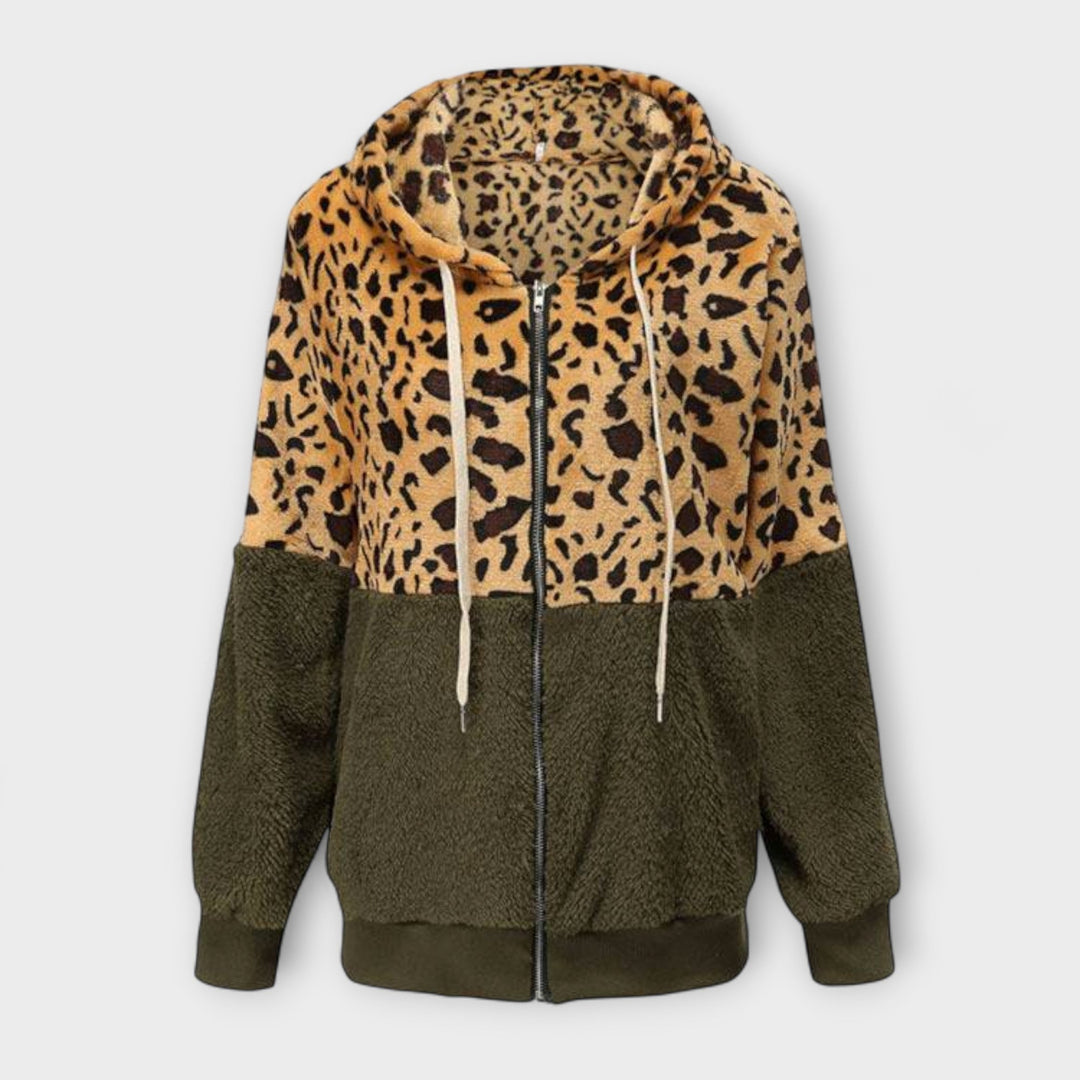 Lea - Fleece hoodie met luipaardontwerp