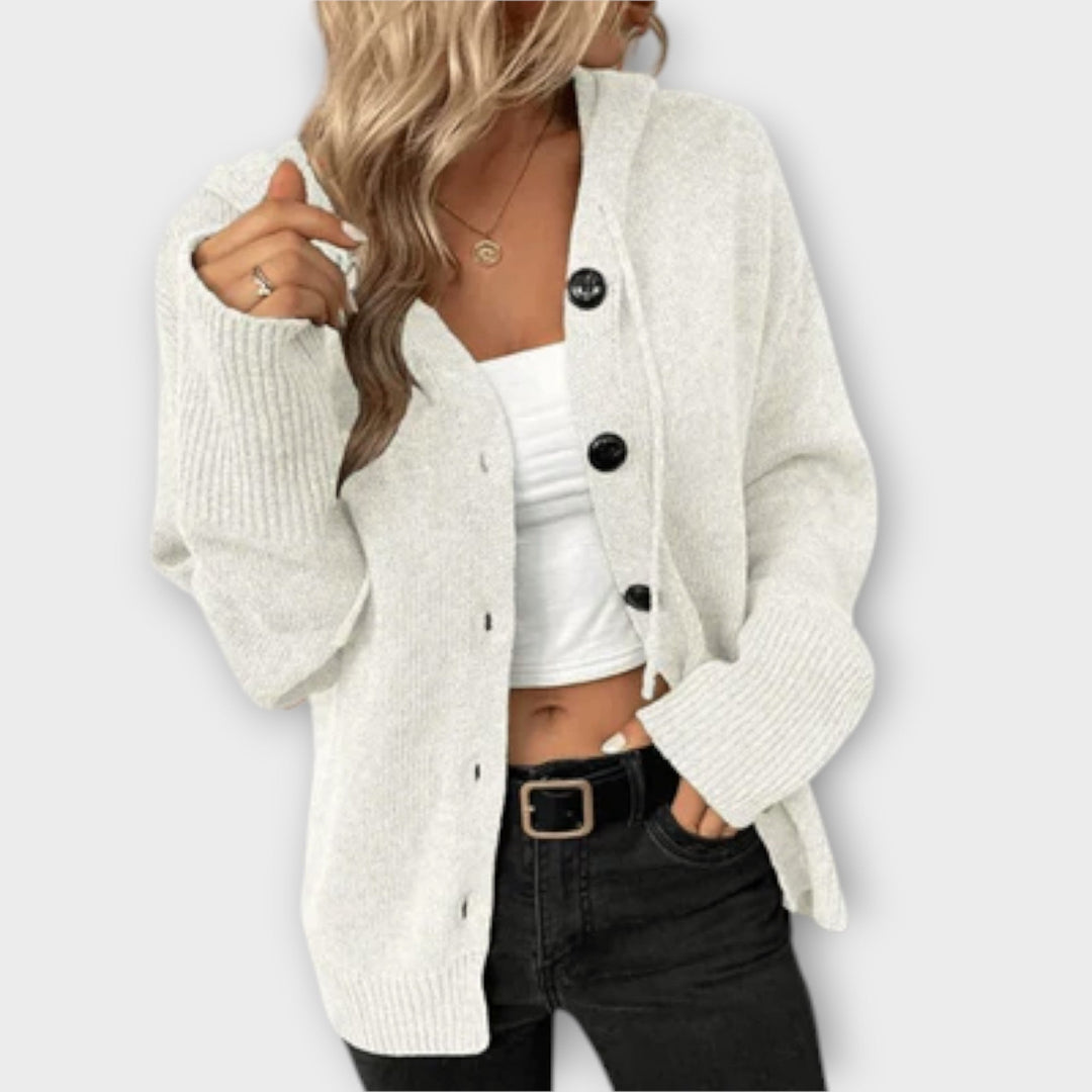 Brittan - Beige cardigan met knopen
