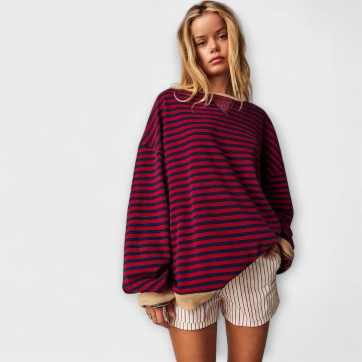 Marlene - Oversized gestreepte blauwe en witte trui