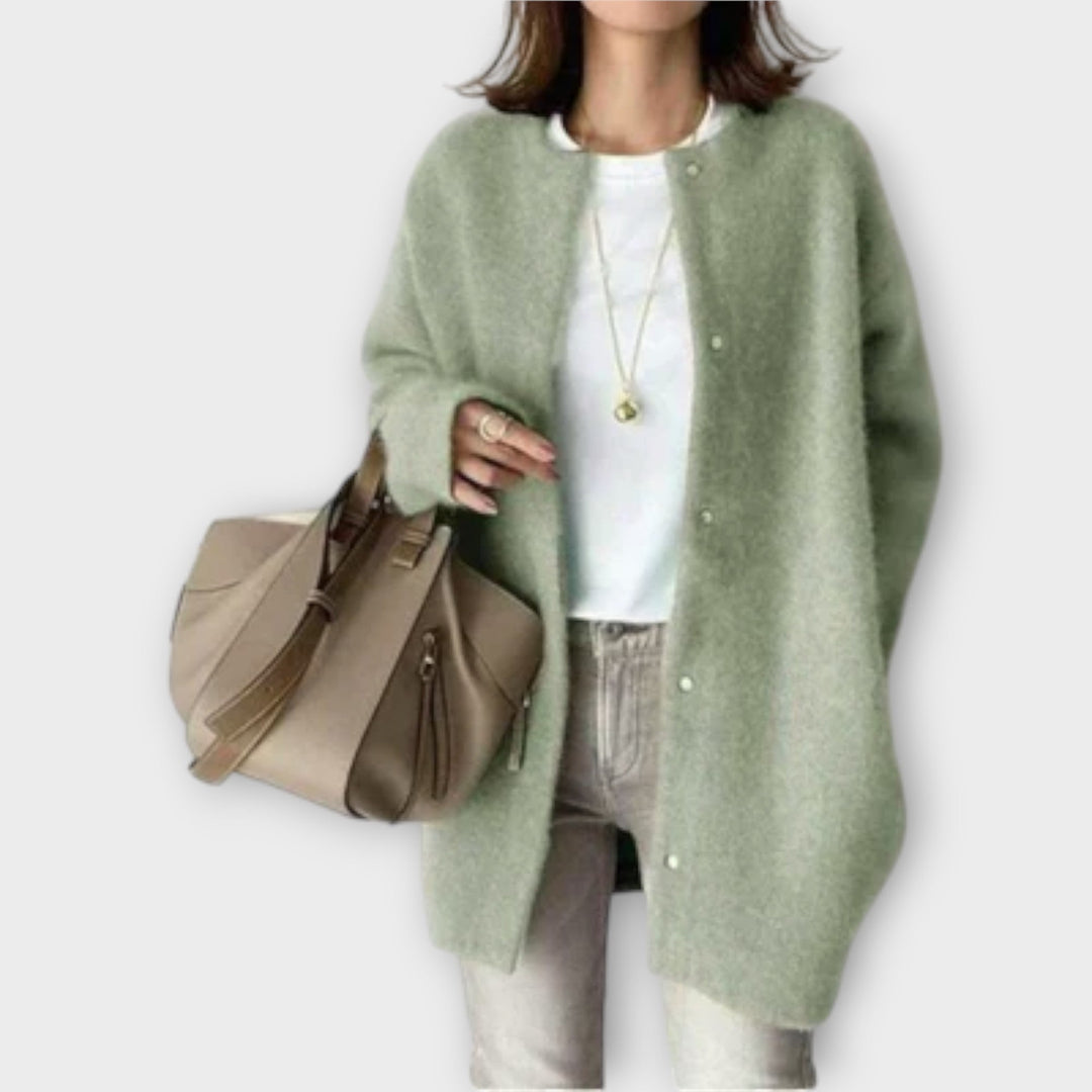 Lilly - Elegante bruine cardigan met knopenrij