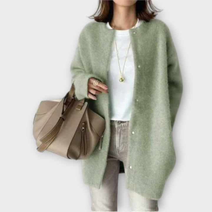 Lilly - Elegante bruine cardigan met knopenrij