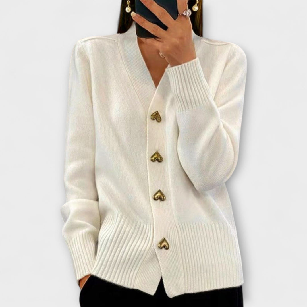Marij - Donkerblauwe cardigan met V-hals in vintage stijl