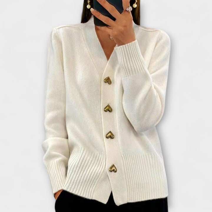 Marij - Donkerblauwe cardigan met V-hals in vintage stijl