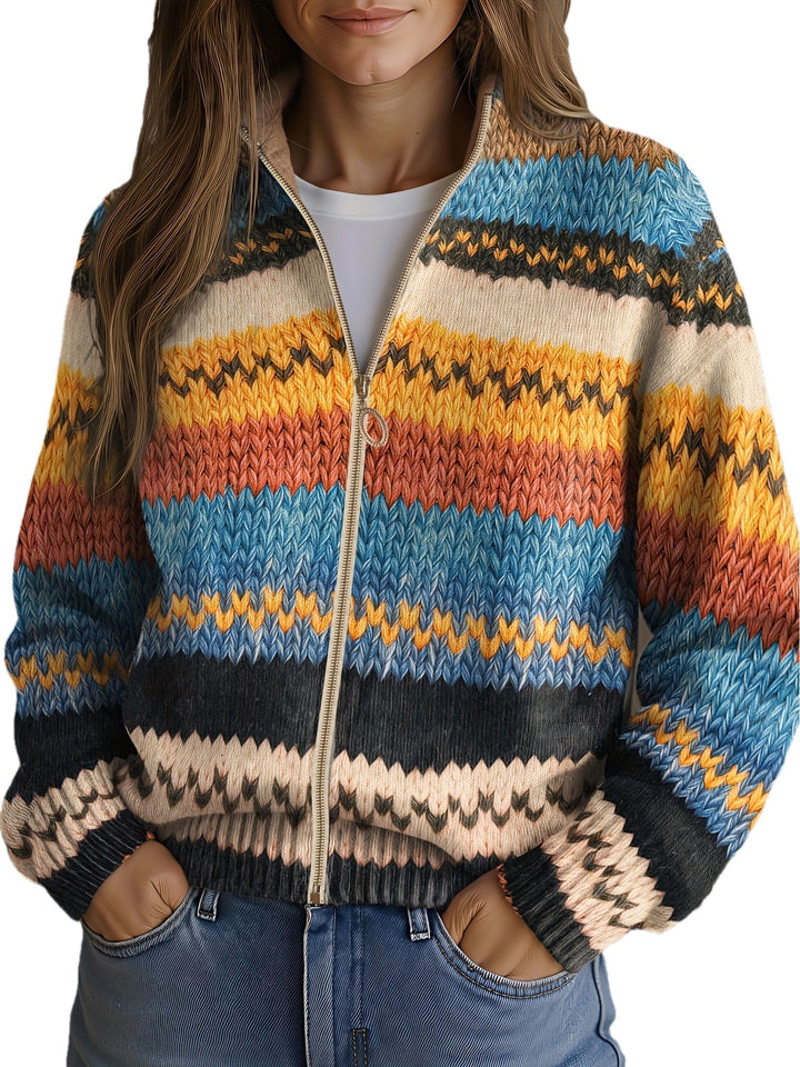 Liliana™ | Multicolor zigzag gebreide cardigan