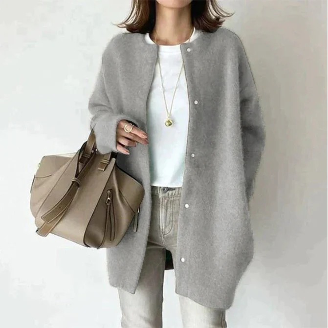 Lilly - Elegante bruine cardigan met knopenrij
