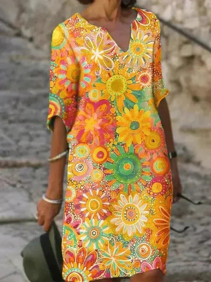 Nira | Midi Bloemenjurk Stralend