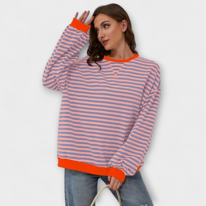 Marlene - Oversized gestreepte blauwe en witte trui