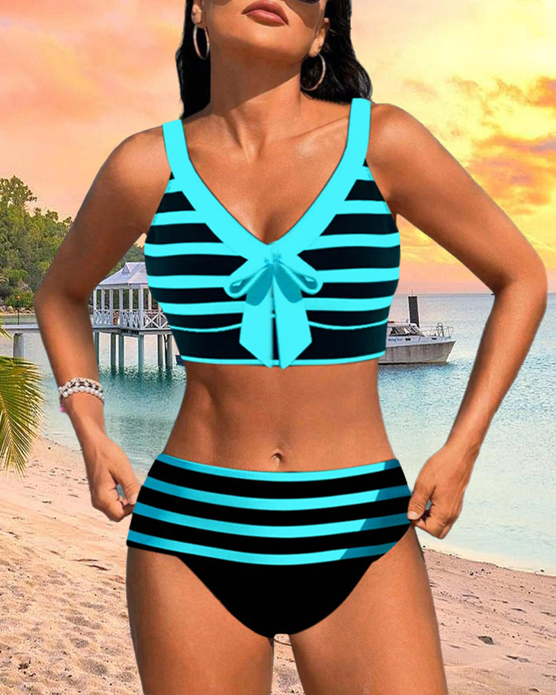 Laluna® | Gestreepte Hoge Taille Bikini