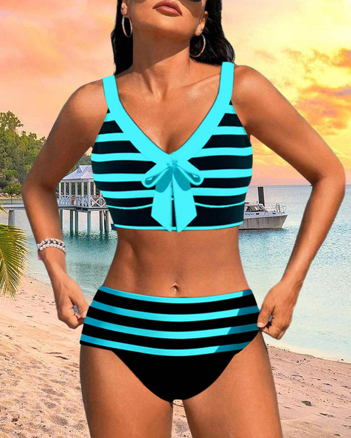 Laluna® | Gestreepte Hoge Taille Bikini