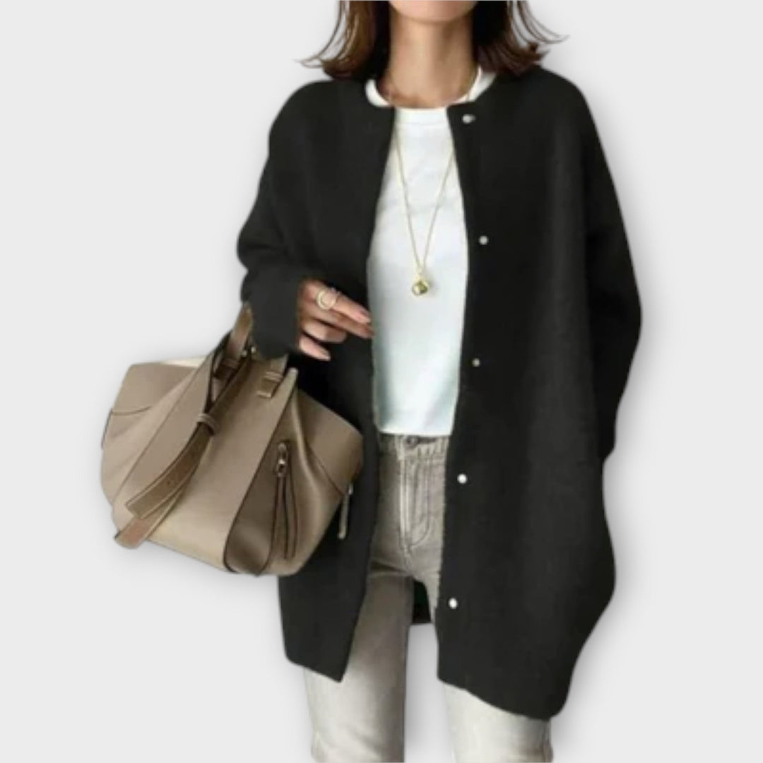 Lilly - Elegante bruine cardigan met knopenrij