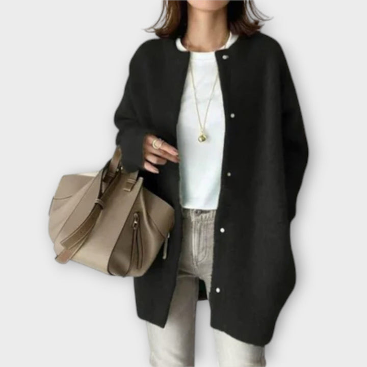Lilly - Elegante bruine cardigan met knopenrij