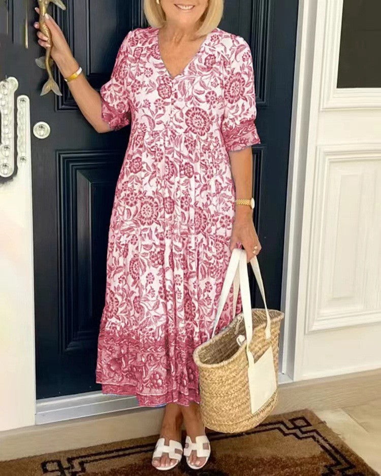 Keisha | Elegante Bloemenjurk met V-hals