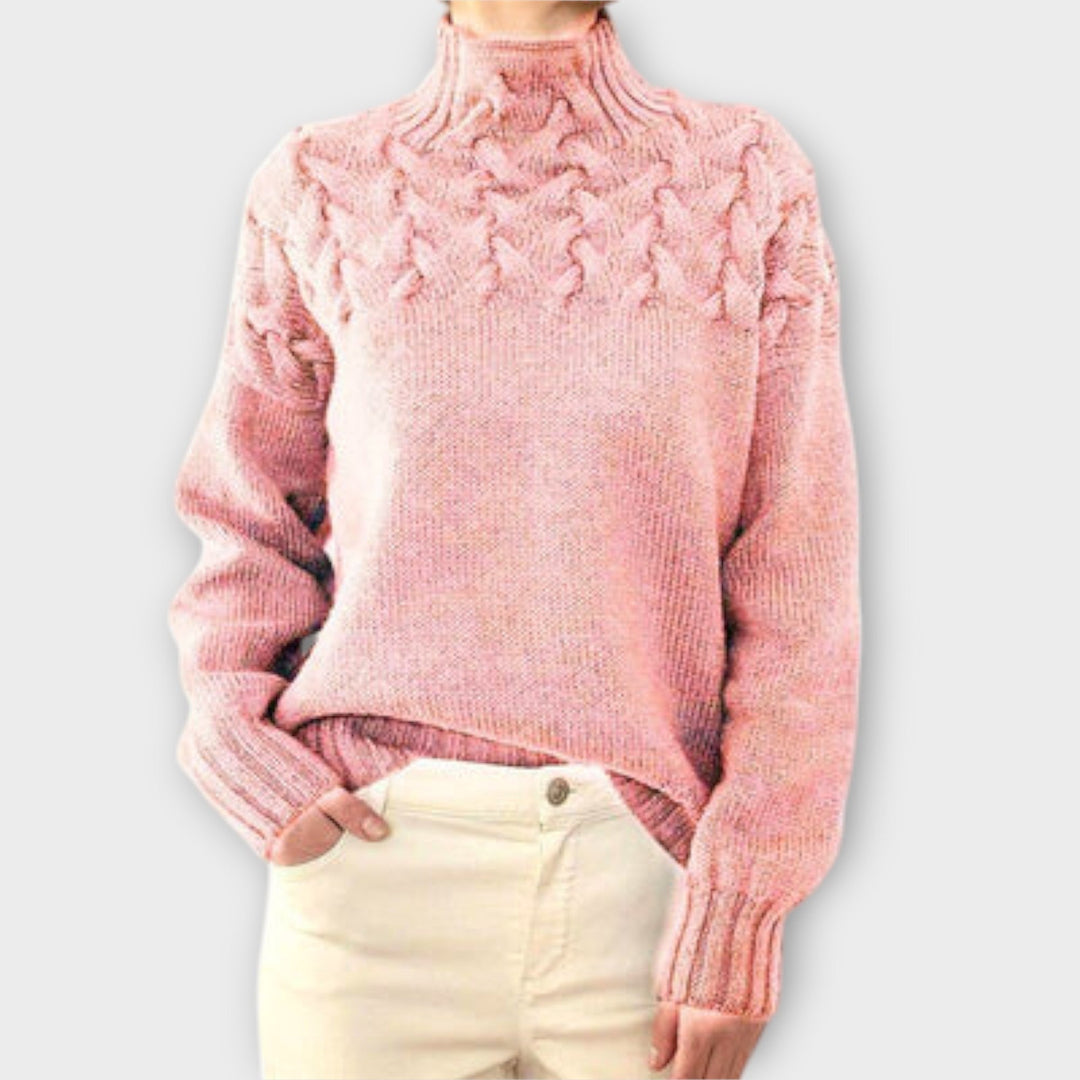 Eva - Zwarte trui voor dames met kabeldetails