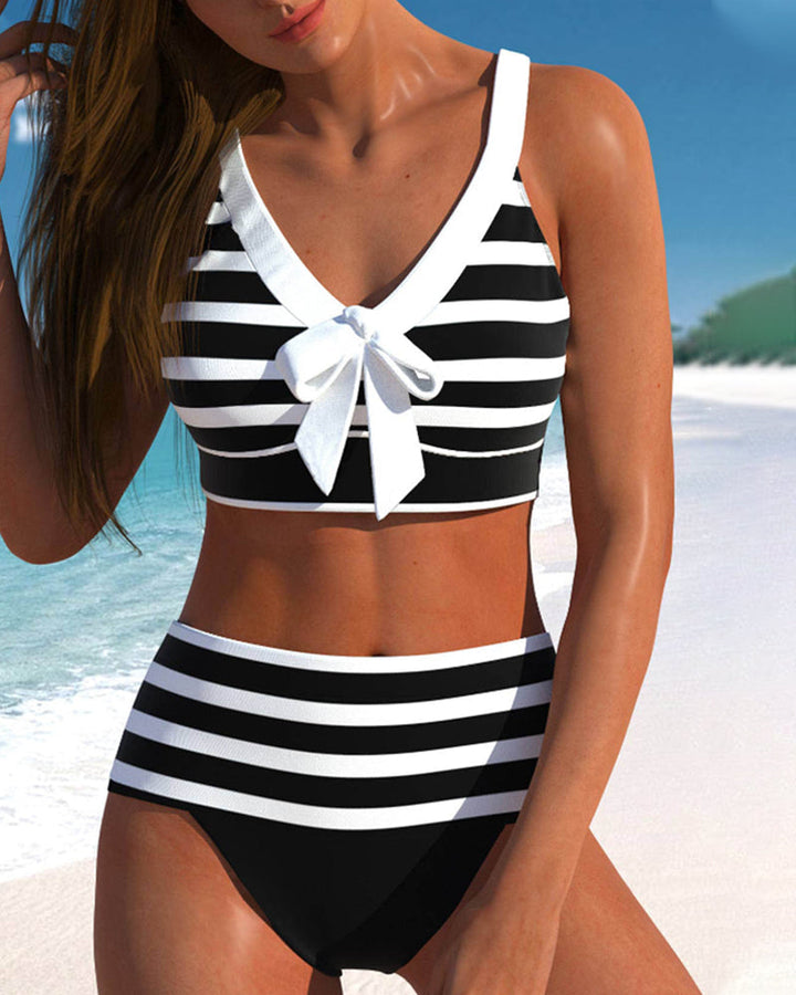 Laluna® | Gestreepte Hoge Taille Bikini