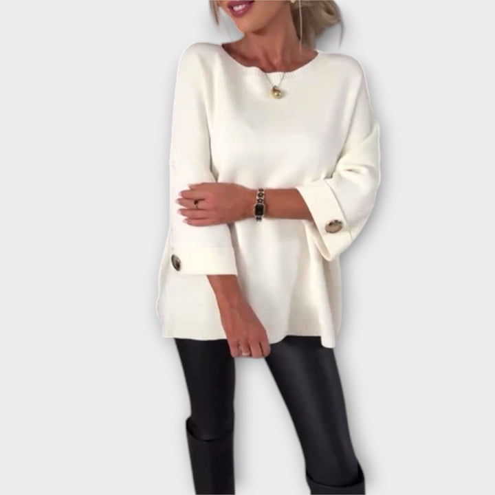 Isabella - Elegante witte blouse en tricot