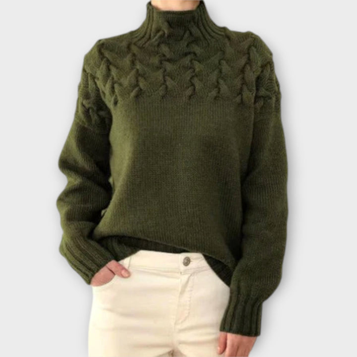 Eva - Zwarte trui voor dames met kabeldetails