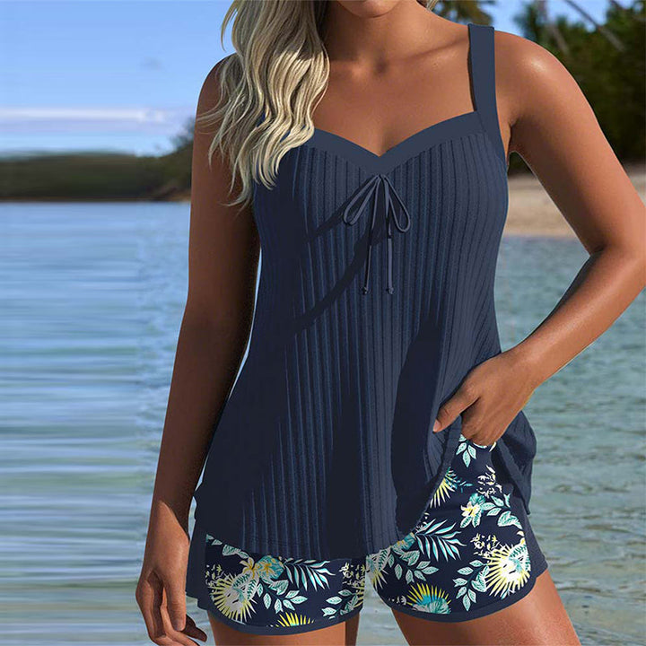Laluna® | Gestreepte Tankini met Strandshort Twee Delen