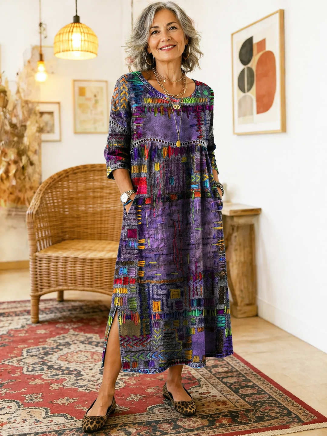 Eliana | Midi Geprinte Jurk