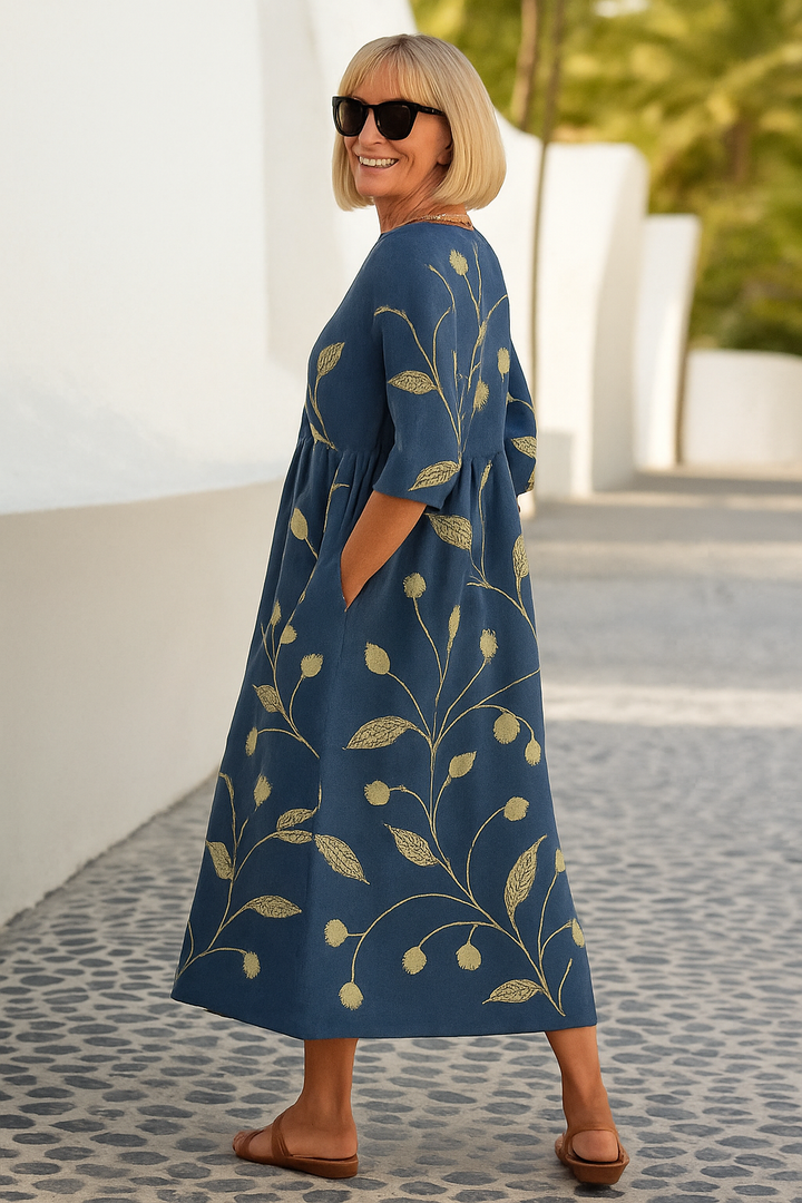 Elize - Midi Jurk Ontspannen - Moeiteloze Elegantie, Dagelijks Comfort