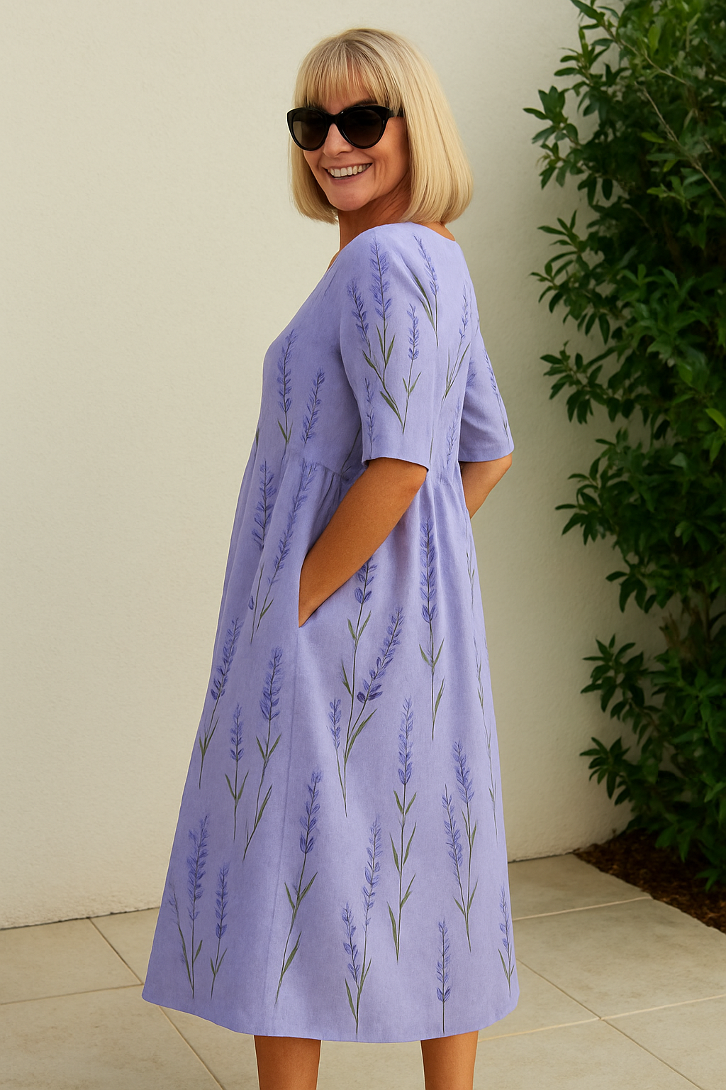Elize - Midi Jurk Ontspannen - Moeiteloze Elegantie, Dagelijks Comfort