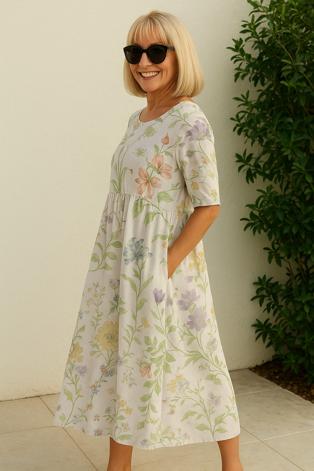 Elize - Midi Jurk Ontspannen - Moeiteloze Elegantie, Dagelijks Comfort