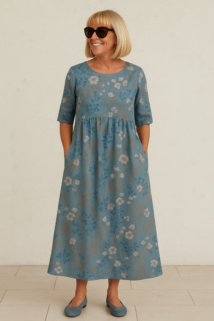 Elize - Midi Jurk Ontspannen - Moeiteloze Elegantie, Dagelijks Comfort