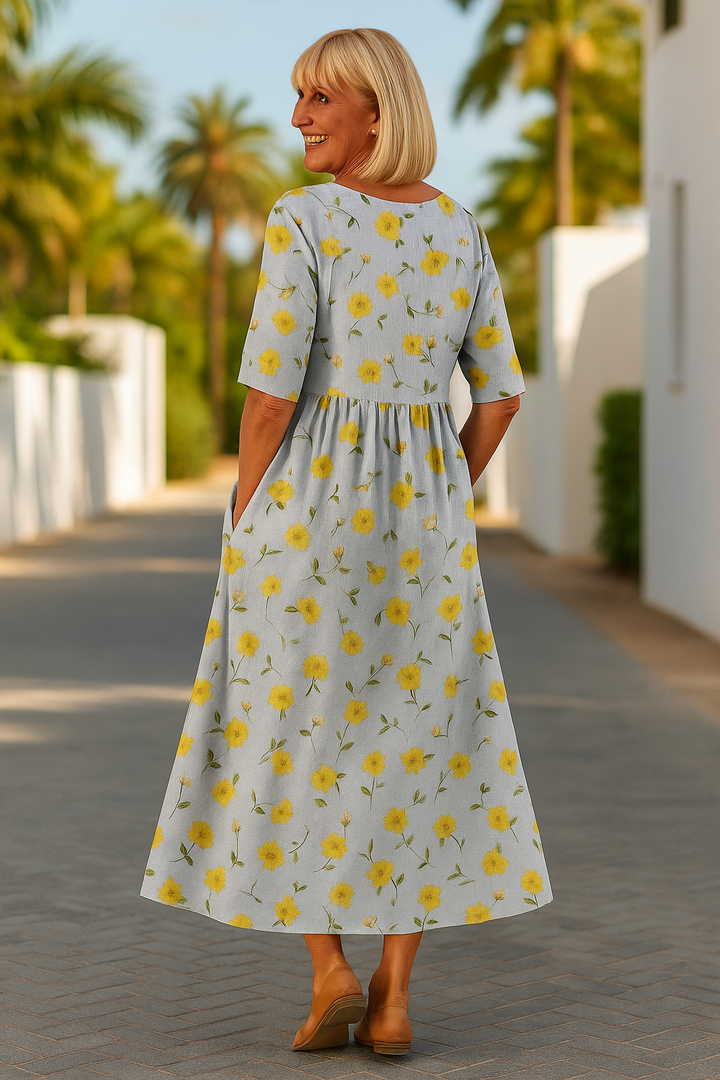 Elize - Midi Jurk Ontspannen - Moeiteloze Elegantie, Dagelijks Comfort