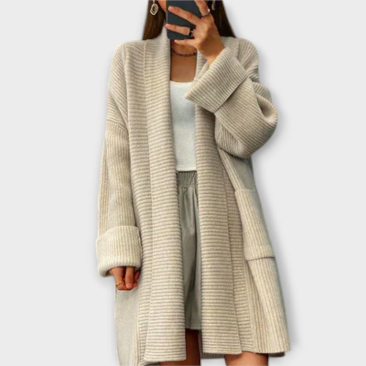 Euphemia - Lange beige cardigan