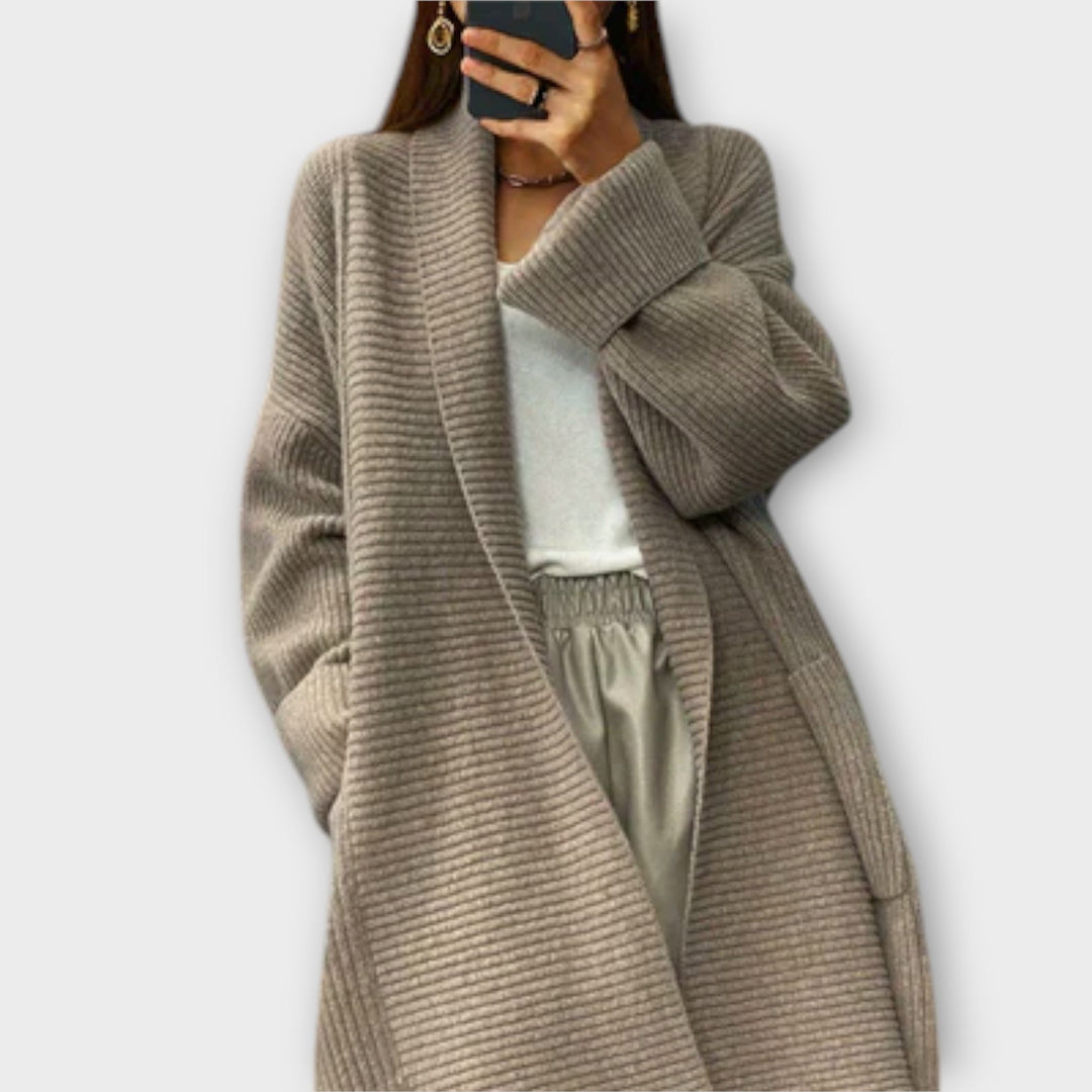 Euphemia - Lange beige cardigan