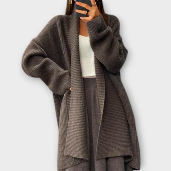 Euphemia - Lange beige cardigan